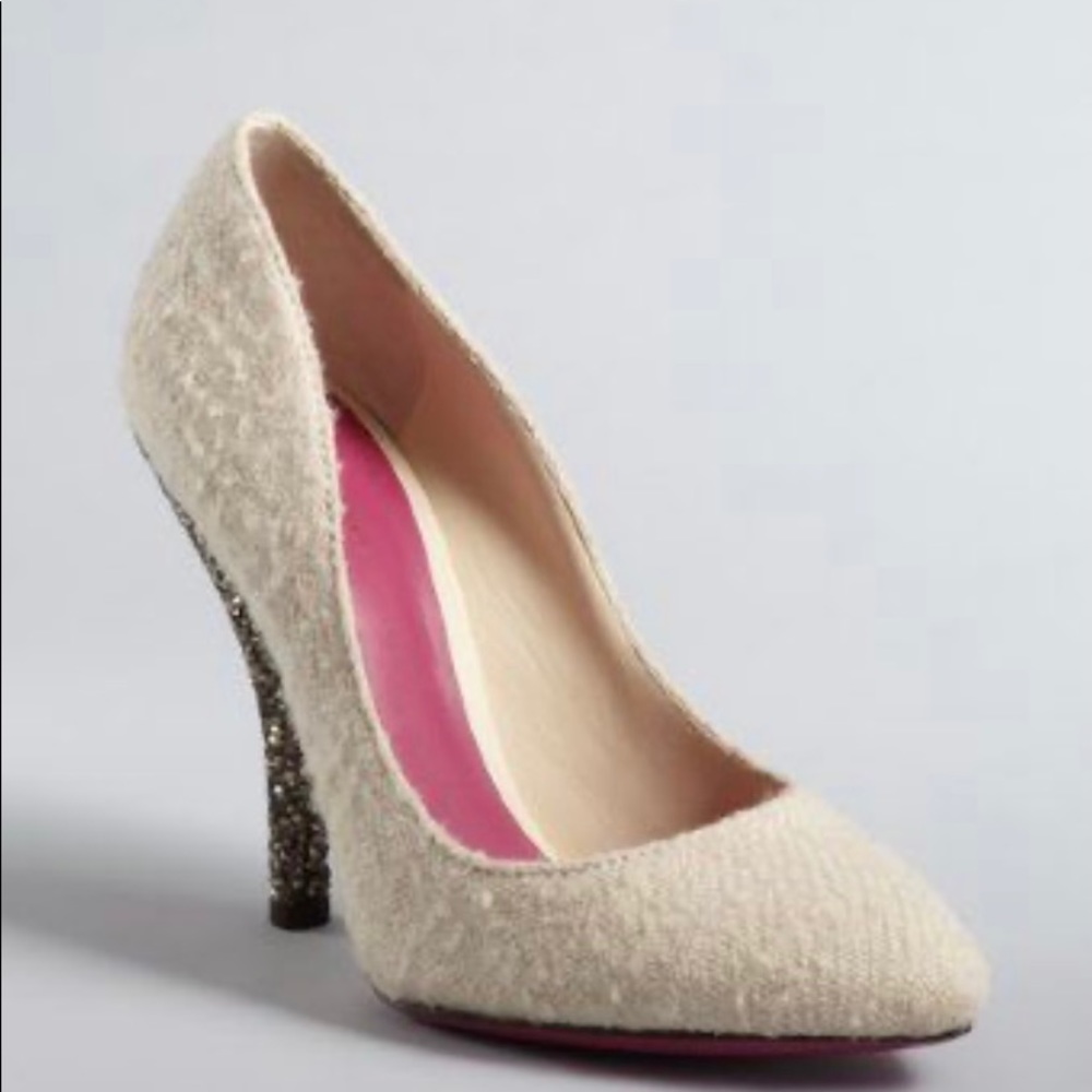 NWOB Bottega Veneta tweed crystal heel pumps.
